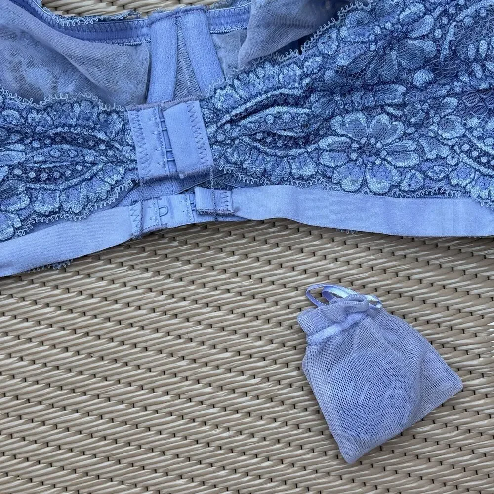 Intimately Free People Maya Underwire Convertible Bra Lace Blue Sz 36B
